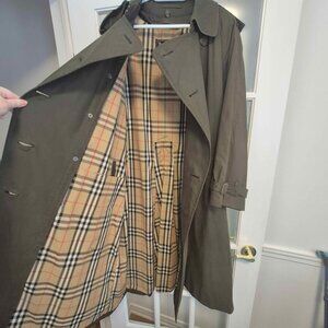 Burberrys Vintage 90s Olive Green Trench w Zip-In Wool Lining No Hood/Belt READ